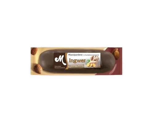 Odenwälder Marzipankonditorei Süßigkeit, Odenwälder Marzipan Brot Ingwer mit feiner Zartbitter Schokolade 100g