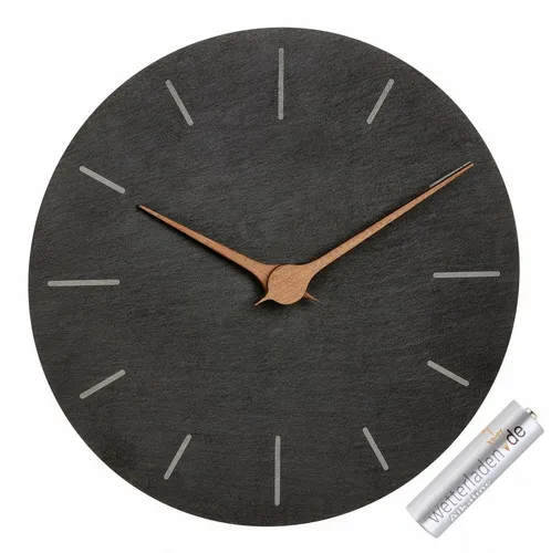 TFA Dostmann Moderne Wanduhr Schiefer 25 cm in braun von TFA Dostmann