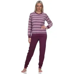 Normann Pyjama Wunderschöner Damen Frottee Schlafanzug langarm Pyjama mit Bündchen lila 44-46