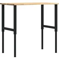 vidaXL Werkbank 100x60x(71,5-98) cm - Massivholz Eiche, robust und langlebig für Heimwerkerprojekte und Reparaturarbeiten