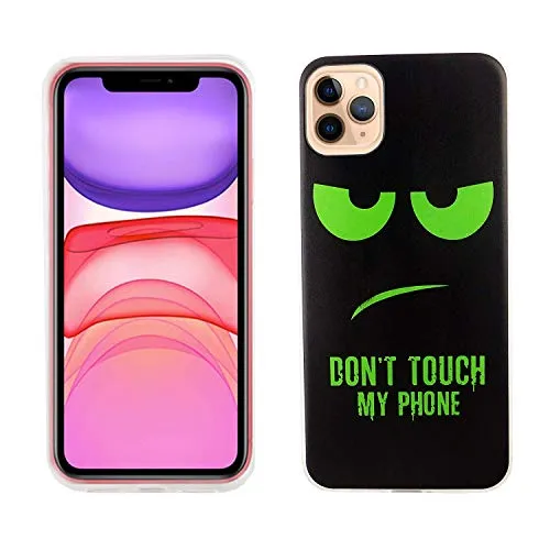 König Design Handyhülle kompatibel mit Apple iPhone 11 Silikon Case Hülle Sturzsichere Back-Cover Handyhülle - Don't Touch My Phone Grün Schwarz