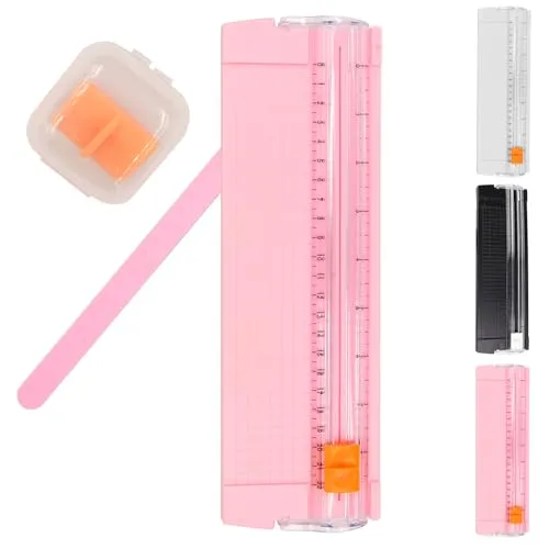 Papierschneider A5, Bastelpapierschneider mit Automatischem Sicherheitsschutz und Seitlichem Lineal Grüner Fotoschneider Schneider Guillotine Scrapbooking Tool Für Etikett, Grußkarte