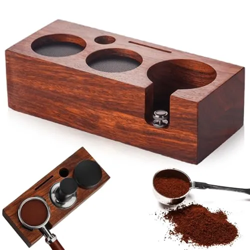 GBKDQQ Tamperstation 53mm: Tamperstation aus Walnussholz, Zubehör für Barista und Espressomaschine, Tamping Station für Espreso Zubehör mit Silikonkissen, Einstellbare