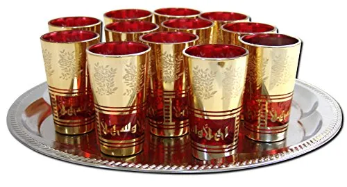 Glass Ware 12x Teegläser Marokko orientalische Teegläser Gold