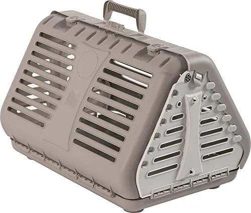 Rotho MyPet Toby Faltbare Transportbox für Katzen, kleine Hunde und Kleintiere, Kunststoff (PP) BPA-frei, beige/weiss, (53.4 x 42.5 x 12.4 cm)