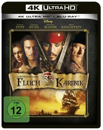 Fluch der Karibik (4K Ultra HD) (+ Blu-ray 2D) - Abenteuerfilm in atemberaubender 4K Ultra HD, ideal für Filmfans und Sammler, freigegeben ab 12 Jahren.