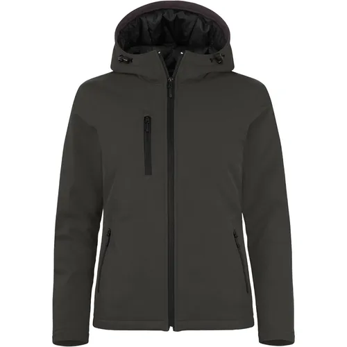 New Wave Padded Softshell Jacke Damen - grau - Moderne, wattierte Softshelljacke für Damen mit Kapuze. Praktische Taschen bieten viel Stauraum. Ideal für kalte Tage, kombiniert Funktionalität mit stilvollem Design.
