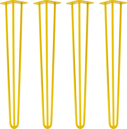 Natural Goods Berlin HAIRPIN Legs - Haarnadelbeine in Rapsgelb, 71 cm, 4 Stück - Vielseitige Möbelfüße für DIY-Projekte: Ideal für Esstische, Schreibtische und mehr. Robuste 12mm Rundstahlkonstruktion mit stabiler Grundplatte für langanhaltende Qualität. Inklusive Schrauben!