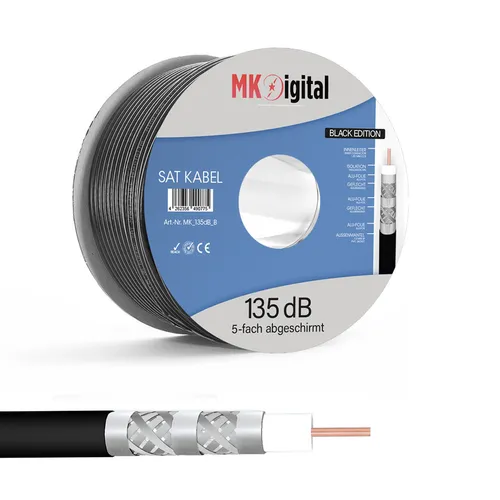 Koaxialkabel 100m 135dB 5-fach Antennenkabel Koax kabel 7mm Stahl KUPFER,Schwarz