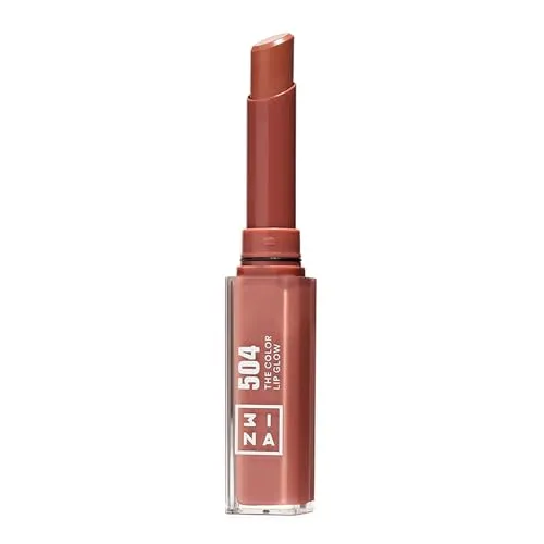 3INA MAKEUP - The Color Lip Glow 504 - Nude-Taupe Lippenstift - Glowy Saftige Lippen-Stift mit Vitamin E für Lippen zu Nähren - Lippenbalsam Hochpigmentiert - Vegan - Cruelty Free
