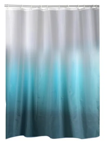 Ridder Duschvorhang Runny 180 cm - Blau/Weiß - Duschvorhang aus 100% EVA, wasserabweisend und maschinenwaschbar bis 60°C, ideal für modernes Badezimmer-Design.