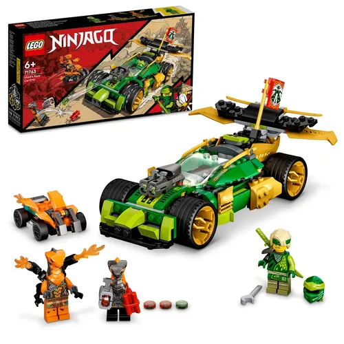 LEGO 71763 NINJAGO Lloyds Rennwagen EVO - 3-in-1 Auto-Spielzeug ab 6 Jahren, wandelbar von Buggy zu gepanzertem Rennauto mit Figuren und Waffen