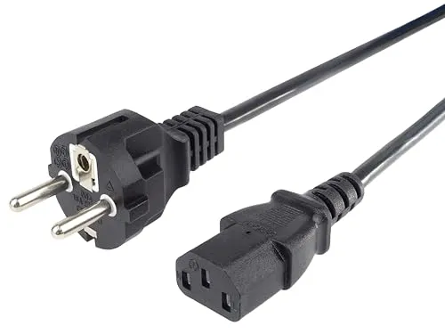 PremiumCord kpsp2r Netzkabel 230V 2m, Stromkabel mit Schutzkontakt auf Kaltgerätebuchse C13, IEC 320, PC Netzkabel 3 Polig, Farbe schwarz