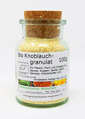 BIO-Knoblauch grob gemahlen, 100g im Glas Gewürzkontor München