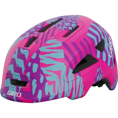 Giro Scamp II matte pink animal - Kinderhelm - Leichter In-Mold Fahrradhelm für Kinder mit 13 Belüftungsöffnungen und sicherem Roc Loc Junior Anpassungssystem. Ideal für sichereres Radfahren im Alltag und beim Mountainbiken.