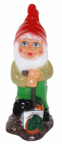 Gartenzwerg Deko Garten Figur Zwerg mit Spaten u Karotten aus Kunststoff H 35 cm