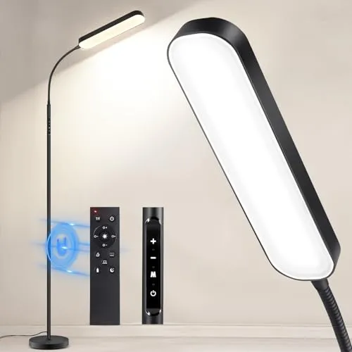 OUTON LED Stehlampe Dimmbar 15W 1500LM - Standleuchte mit 4 Farbtemperaturen und Fernbedienung, ideal für komfortables Lesen und Arbeiten im Wohnzimmer oder Büro. Die flexible Steuerung sorgt für individuelles Licht und schont die Augen.