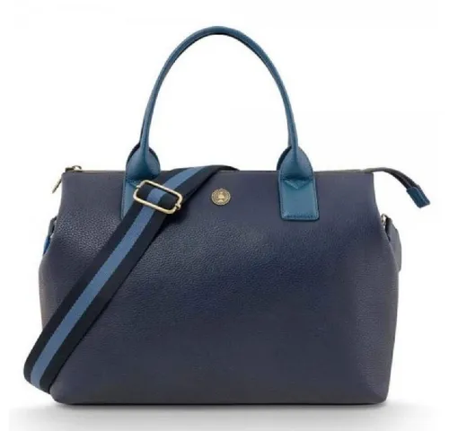Pip Studio Fia Handtasche Gross Blau - Damen-Henkeltaschen, stilvolle blaue Fia Handtasche mit bequemen Griffen und verstellbarem Riemen für vielseitige Tragemöglichkeiten.