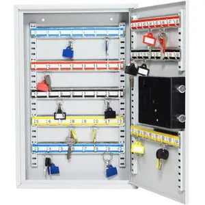 Rottner Schlüsselkasten S 64 mit Elektronikschloss - Praktischer Schlüsselkasten für bis zu 64 Schlüssel, ausgestattet mit modernem Elektronikschloss und höhenverstellbaren Hakenleisten. Ideal für sicheres und geordnetes Aufbewahren.