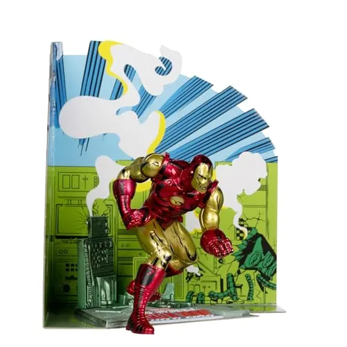 McFarlane Toys - Marvel Iron Man Figur 1:10 - Actionfiguren für Kinder, detailreiche Iron Man Figur im Maßstab 1:10 mit Umweltbasis und Sammelkarte – ein Muss für jeden Marvel-Fan!