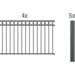 Alberts Zaunkomplettset Circle 100 cm, anthrazit 8 m - Gartenzäune aus langlebigem Aluminium mit zeitlosem Design. Ideal für eine elegante Einfriedung – inklusive 4 Zaunfelder und 5 Pfosten für optimale Stabilität.