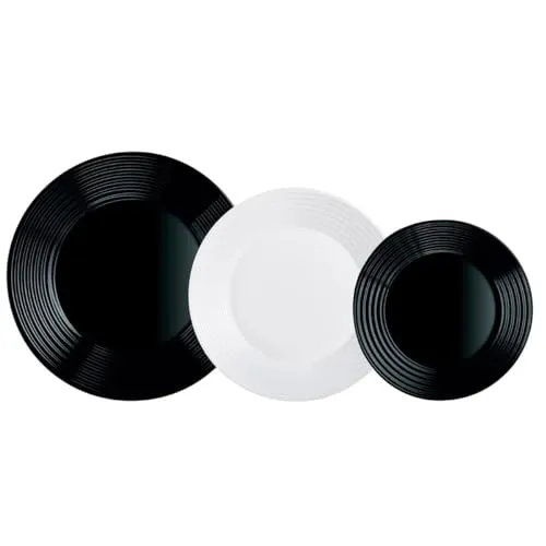 Luminarc Harena N&b Glasgeschirr 18-teilig für 6 Personen - Tafelservice aus extra robustem Hartglas, umweltfreundlich und mikrowellengeeignet – ideal für stilvolle Anlässe und den täglichen Gebrauch.