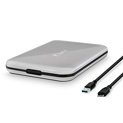FANTEC ALU-25U3 (für den Einbau einer 6,35 cm (2,5 Zoll) SATA I/II/III Festplatte oder SSD, schraubenloser und werkzeugloser Festplatteneinbau, USB 3.0 SUPERSPEED Anschluss, Aluminium Gehäuse) schwarz