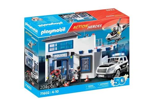 PLAYMOBIL Action Heroes 71602 - Polizeistation mit Polizei-Helikopter und 204 Teilen, actionreiches Spielzeug für spannende Verfolgungsjagden