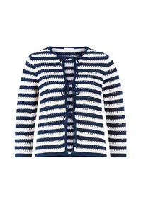 Damen Cardigan im Ajourstrick XS - Strickjacke in elegantem Ajourstrick, gerade geschnitten und mit Rundhalsausschnitt – ideal für stilvolle, bequeme Looks.