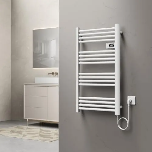 pro.tec Elektrischer Handtuchheizkörper Follo 500 W mit Timer - Heizkörper für Badezimmer mit effizienter Trocknungsfunktion und benutzerfreundlichem Touchscreen für individuelle Temperatureinstellungen.