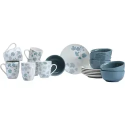 Ritzenhoff Breker Frühstücksset Ida, 18-teiliges Keramik-Set - Essen & Trinken: Stilvolles 18-teiliges Frühstücksset in Grau und Weiß, perfekt für ein elegantes Frühstückserlebnis.