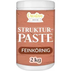 Creative Deco Strukturpaste Feinkörnig 2kg | Ziegelrote Spachtelmasse für Acrylmalerei | Modellierpaste für Kunstprojekte, Acrylfarbe, DIY, 3D-E... - Weiß