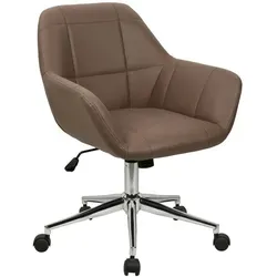 SVITA LILY Schreibtischstuhl - Höhenverstellbarer Drehstuhl aus Kunstleder in Braun - Bürostuhl im Retro-Design mit ergonomischer Sitzschale für hohen Komfort. Stufenlos höhenverstellbar und ideal für Büro, Ess- oder Schminktisch.