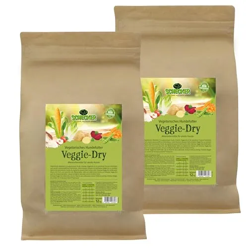 Schecker Veggie Dry - Vegetarisches Hundefutter für Allergiker - Hundefutter ohne Fleisch & Fisch, ideal für Allergiker. Hergestellt in Deutschland mit hochwertigen Zutaten wie Rapsöl, Kräutern und Gemüse.