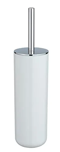 WENKO WC-Garnitur Posa, Moderne Toilettenbürstenhalter aus weißem Kunststoff mit eleganten Chrom-Akzenten, inkl. Toilettenbürste mit auswechselbarem Bürstenkopf, (B/T x H): Ø 7,5 x 37 cm, Weiß