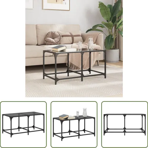 The Living Store Couchtisch mit Glasplatte Schwarz 78,5x40x40 cm