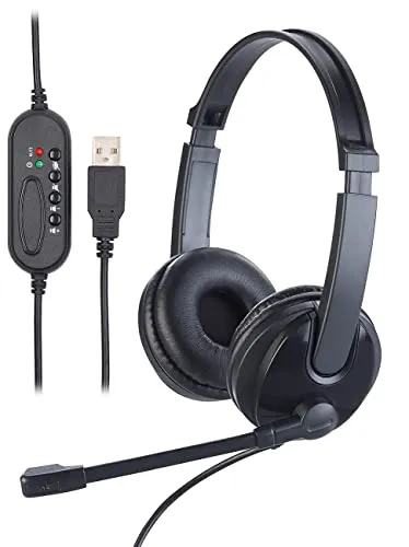 Callstel USB Kopfhörer: USB-On-Ear-Stereo-Headset, Schwanenhals-Mikrofon, Kabel-Fernbedienung (Headset für PC, Kopfhörer, Fernbedienungen)