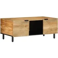 vidaXL Couchtisch aus massivem Mangoholz 100x54x40 cm - Eleganter Couchtisch aus robustem Massivholz, ideal für gemütliche Stunden. Jedes Stück ist ein Unikat mit einzigartiger Holzmaserung und bietet reichlich Stauraum für deine Lieblingsgegenstände.