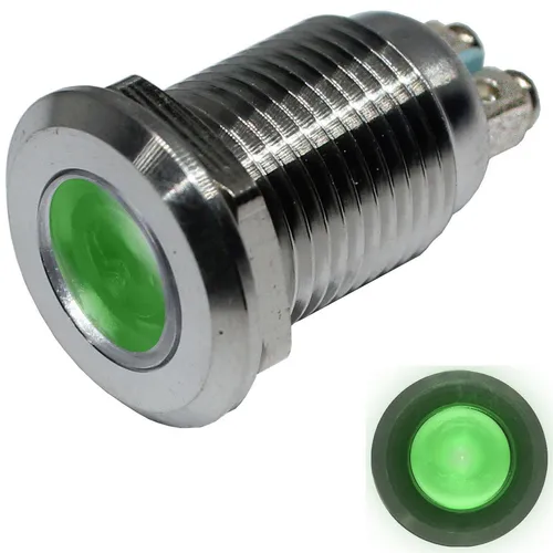 Edelstahl Kontrollleuchte V2A Signalleuchte Ø16mm LED Grün IP67 Schraubanschluss