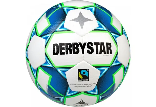 Derbystar Gamma Light V22 Fußball Weiss Blau Grün 5 - Trainingsball für Fußball, ideal für Freizeit und technisches Training mit hervorragender Luftretention durch die SR-Blase.