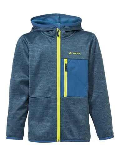 VAUDE Unisex Kinder Kids Kikimora Jacket - Ultramarine, 110-116 EU - Funktionsjacke mit angeschnittener Kapuze, ideal für aktive Kinder. Ausgestattet mit praktischen Taschen und einem bequemen Lycra Einfassband für optimalen Tragekomfort.