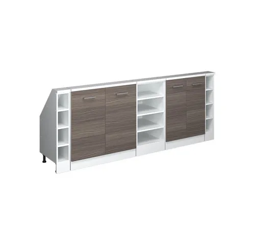 Vicco Unterschrank R-Line, Edelgrau/Weiß, 215 cm 5er Set