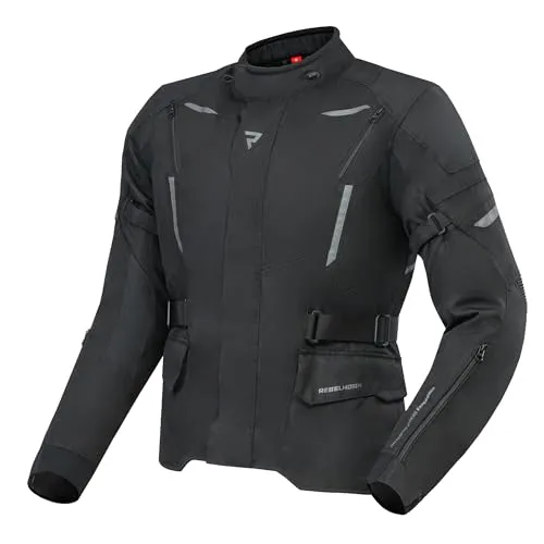 REBELHORN Scout Motorradjacke Herren | Textil | Ellbogen und Schulterprotektoren Stufe 2 | Integrierte Membran | Herausnehmbares Thermofutter | 6 Belüftungskanäle