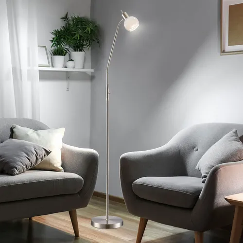 Verstellbare LED Stehlampe Eckenstehlampe Modern - Stehleuchten mit Flexo-Arm und energiesparendem 5W LED-Leuchtmittel, ideal für umweltbewusste Wohnräume. Schlichtes Design aus Glas und Metall, 49x145 cm.