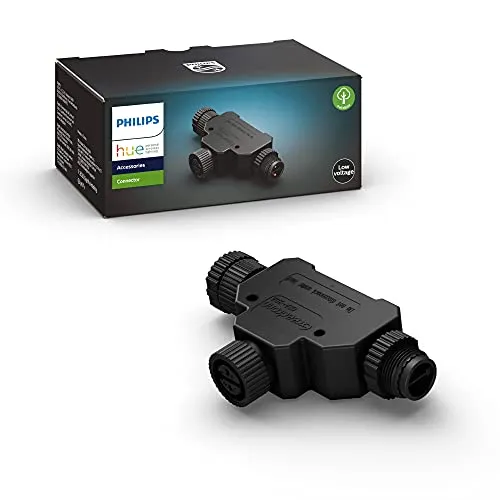 Philips Hue Outdoor T-Stecker, Zubehör für Ihr Philips Hue Niedervolt-System, schwarz, wetterfest (IP67)