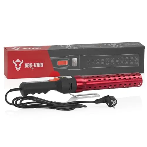 BBQ-Toro Elektrischer Grillanzünder IGGI Rot/Schwarz – 2000 W, 650 °C - Leistungsstarker Grillanzünder für Holzkohle, der in kürzester Zeit entzündet. Mit sicherer Handhabung und ergonomischem Griff für flexibles Grillvergnügen. Ideal für BBQs ohne chemische Rückstände.