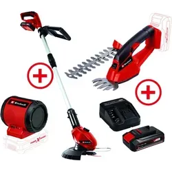 Einhell Gartenset: Rasentrimmer, Gras- und Strauchschere, Lautsprecher