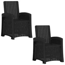 vidaXL Liegesessel Garten Rattan-Optik 2er Set Anthrazit