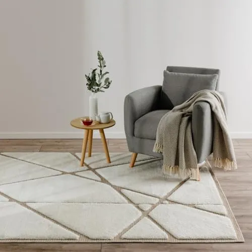 benuta Basic Teppich Elvy - Creme 120x170 cm - Teppich für Wohnzimmer und mehr, pflegeleicht und ideal für Fußbodenheizung, vereint modernes Design mit Gemütlichkeit.