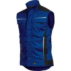 Weste-Flex-Line Kornblau/Schwarz-Weiß - Größe S - Arbeits- & Schutzkleidung mit Reflektoren für hohe Sichtbarkeit, verstellbarem Saum und vielen praktischen Taschen, waschbar bei 60°C und trocknergeeignet.
